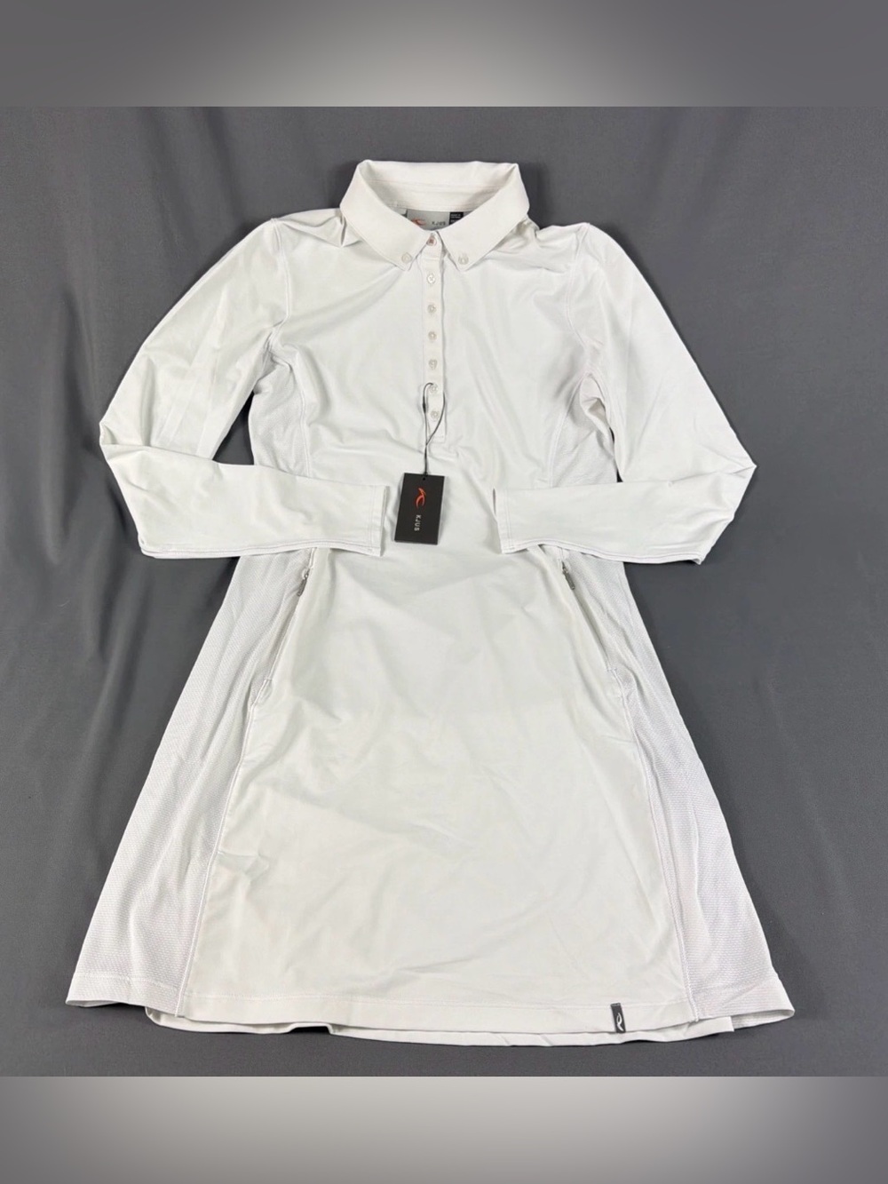 KJUS Womens Golf Dress Scotscraig LS Mini Medium White Polyester NWT MSRP $229